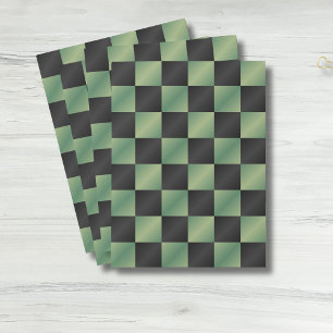 Modern Olive Green Black Gradient Checkered  Pocket Folder