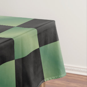 Modern Olive Green Black Gradient Checkered Tablecloth