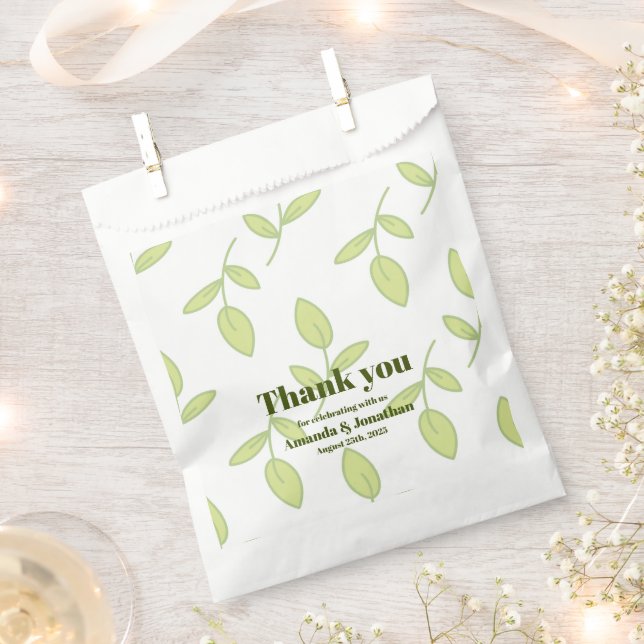 Modern Olive Green Boho Floral Wedding Favor Bag (Clipped)