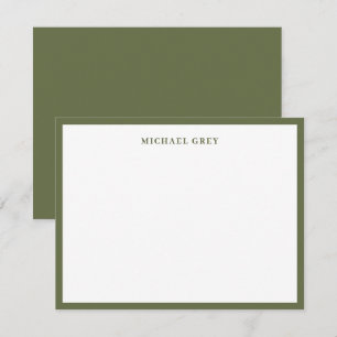 Modern Olive Green Border Professional Note Card