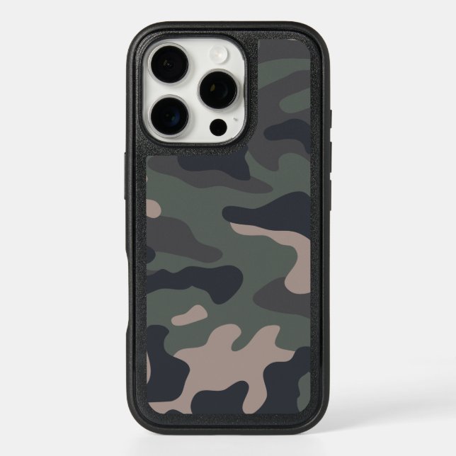 Modern Olive Green Camo Pattern Otterbox iPhone Case (Back)