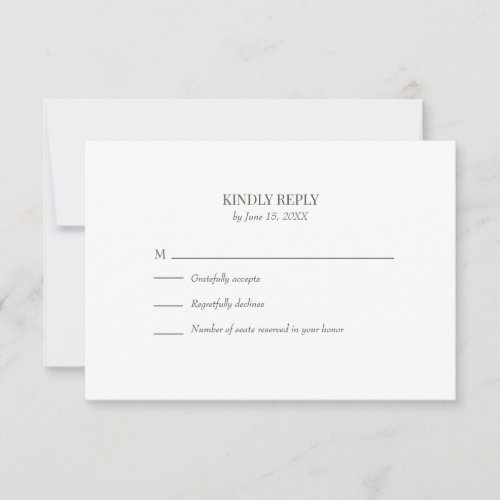 Modern Olive Green Custom Photo Wedding RSVP Card