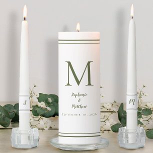 Modern Olive Green Minimalist Wedding Ceremony Unity Candle Set