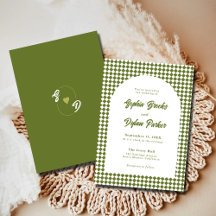 Modern Olive Green Old Money Checkered Wedding