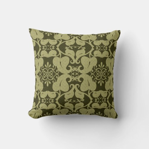 Modern Olive Green Pattern Throw Pillow