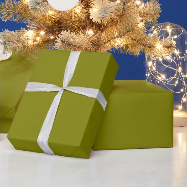 Modern Olive Green Plain Solid Color Wrapping Paper (Holidays)