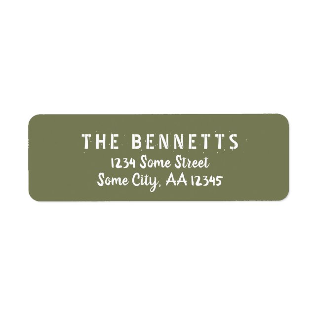 Modern Olive Green Script Holiday Return Address Label (Front)