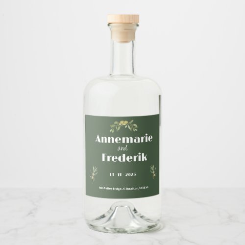 Modern Olive Green  Sparkling Wine Label