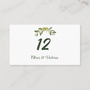 Modern Olive Green Table Number Place Card