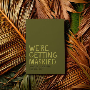 Modern Olive Green Typography   Bold Striped Back Invitation
