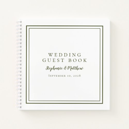 Modern Olive Green Wedding Budget Chic Guest Book