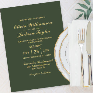 Modern Olive Green Wedding Invitation