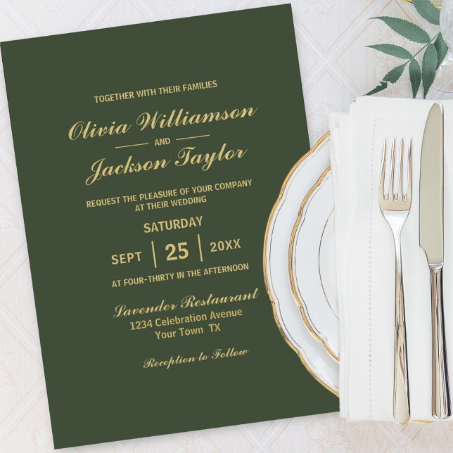 Modern Olive Green Wedding Invitation (Creator Uploaded)