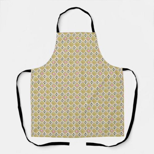 Modern Olive &amp; Magenta Geometric Tribal Pattern Apron