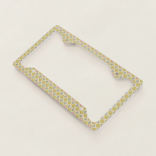 Modern Olive & Magenta Geometric Tribal Pattern License Plate Frame