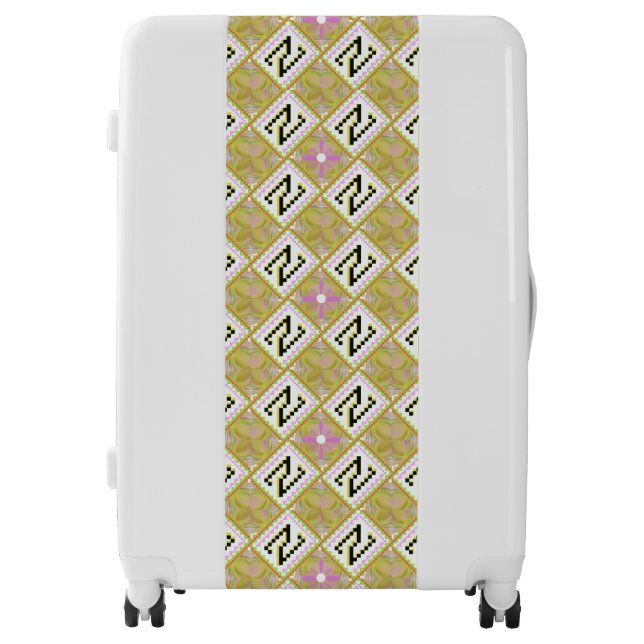 Modern Olive & Magenta Geometric Tribal Pattern Luggage (Front)