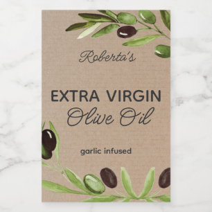 Modern Olive Oil Bottle Food Label Olives