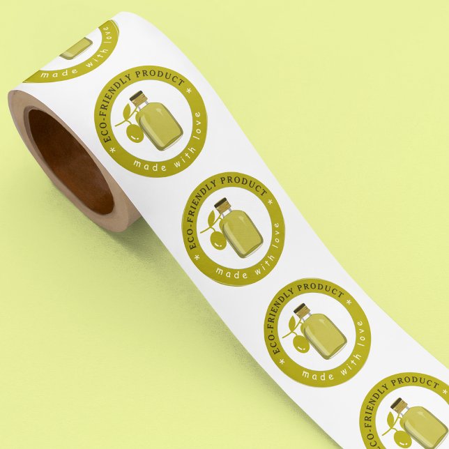 Modern Olive Oil Green Bottle Branch Packaging Classic Round Sticker (Creator Uploaded)