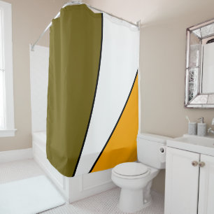 Modern Olive Yellow Orange White Abstract Sails Shower Curtain