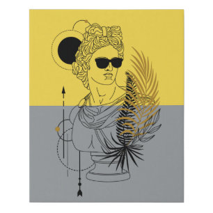 Modern Olympic God Apollo Colorblock Faux Canvas Print