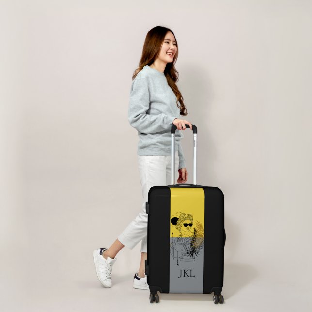 Modern Olympic God Apollo Colorblock Monogram Luggage (Scale)