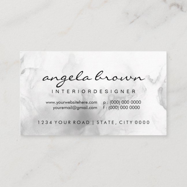 Modern Ombre black and white Watercolor Business Card