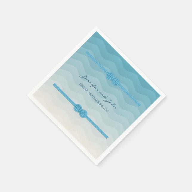 Modern Ombre blue Waves Wedding Napkins (Corner)