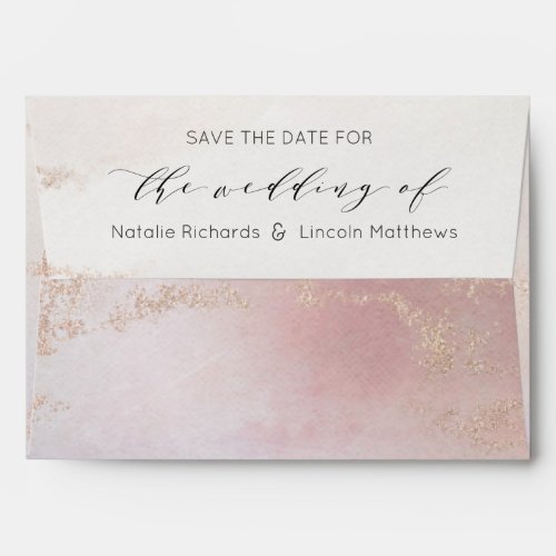 Modern Ombre Blush Pink Frosted Save the Date Envelope