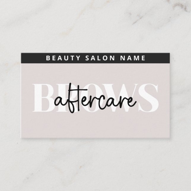 Modern Ombre Brows Aftercare PMU Brow Instructions Business Card (Front)