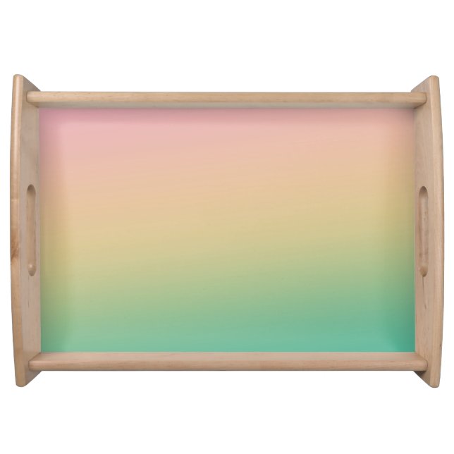 Modern Ombre Gradient Teal Peach Pink Serving Tray (Front)
