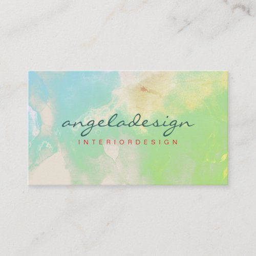 Modern Ombre Green Cloudy Watercolor Botanical Business Card
