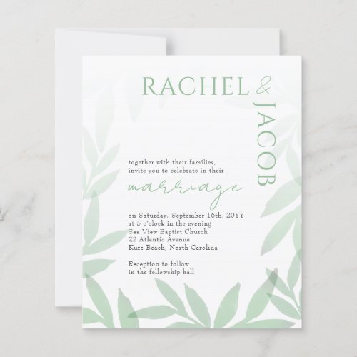 Modern Ombre Greenery Wedding Invitation