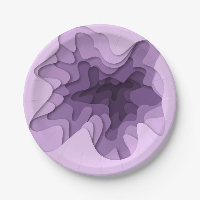 Modern Ombre Lavender Waves Birthday Party Paper Plates (Front)