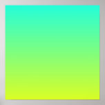 Modern Ombre Lemon Yellow Lime Green Turquoise Poster at Zazzle