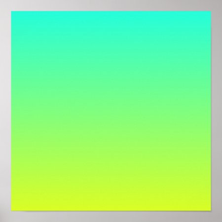 Modern Ombre Lemon Yellow Lime Green Turquoise Poster