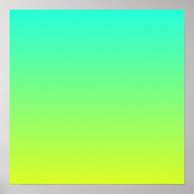 modern ombre lemon yellow lime green turquoise poster (Front)