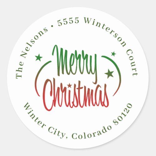 Modern Ombre Merry Christmas Classic Round Sticker