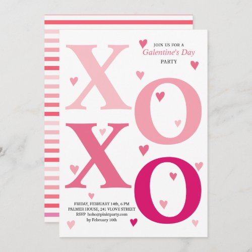Modern ombre pink HOHO hearts Galentines Day party Invitation