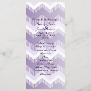 modern ombre purple chevron wedding programs