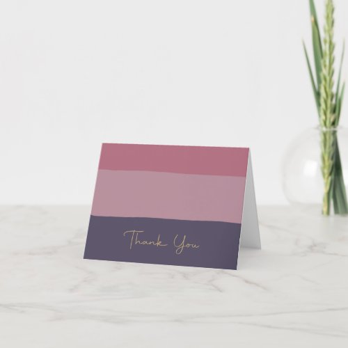 Modern Ombre Purple Color Block Striped Thank You Card