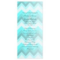 modern ombre turquoise chevron wedding programs