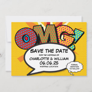 Modern OMG Fun Comic Book Wedding Save The Date