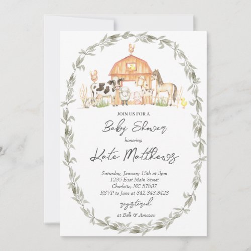 Modern on the Farm Baby Shower Invitation