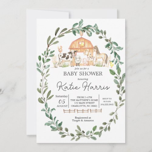 Modern on the Farm Baby Shower Invitation