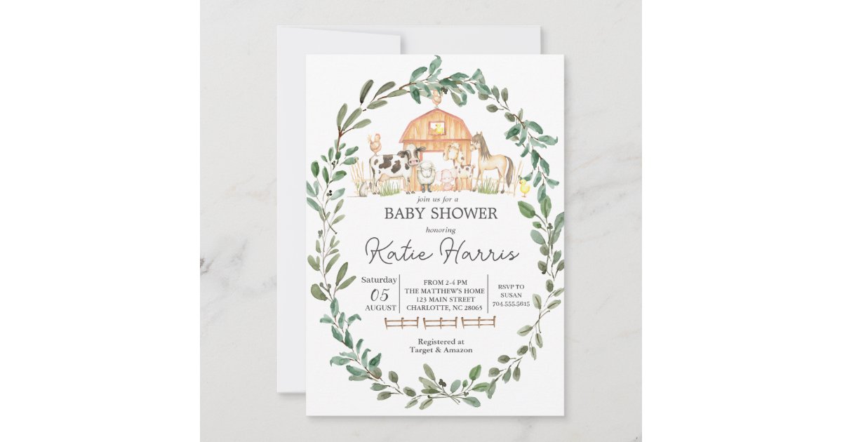 Printable Baby Shower Invitations with Wildflower Garland