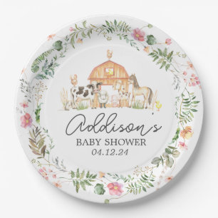 Modern on the Farm paper plate, greenery farm plat Paper Plates