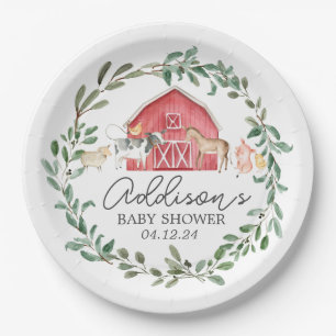 Modern on the Farm paper plate, greenery farm plat Paper Plates