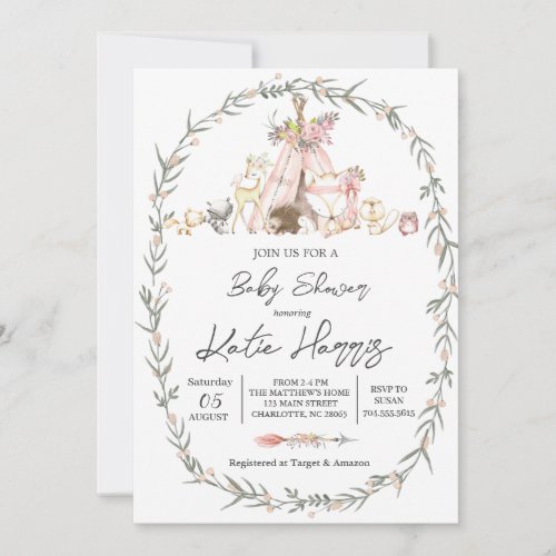 Modern on the Woodland Baby Shower Invitation