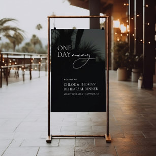 Modern "One Day Away" Rehearsal Dinner Transparent Window Cling
