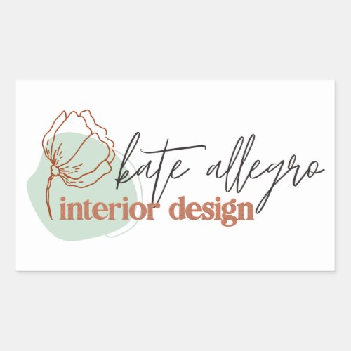 Modern One Line Flower Abstract Company Logo Rectangular Sticker